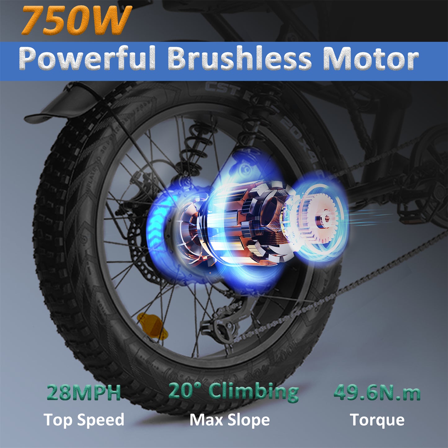 IDPOO IM-J1 20" Fat Tires Electric Bike 750W Brushless Motor 48V 15Ah Battery