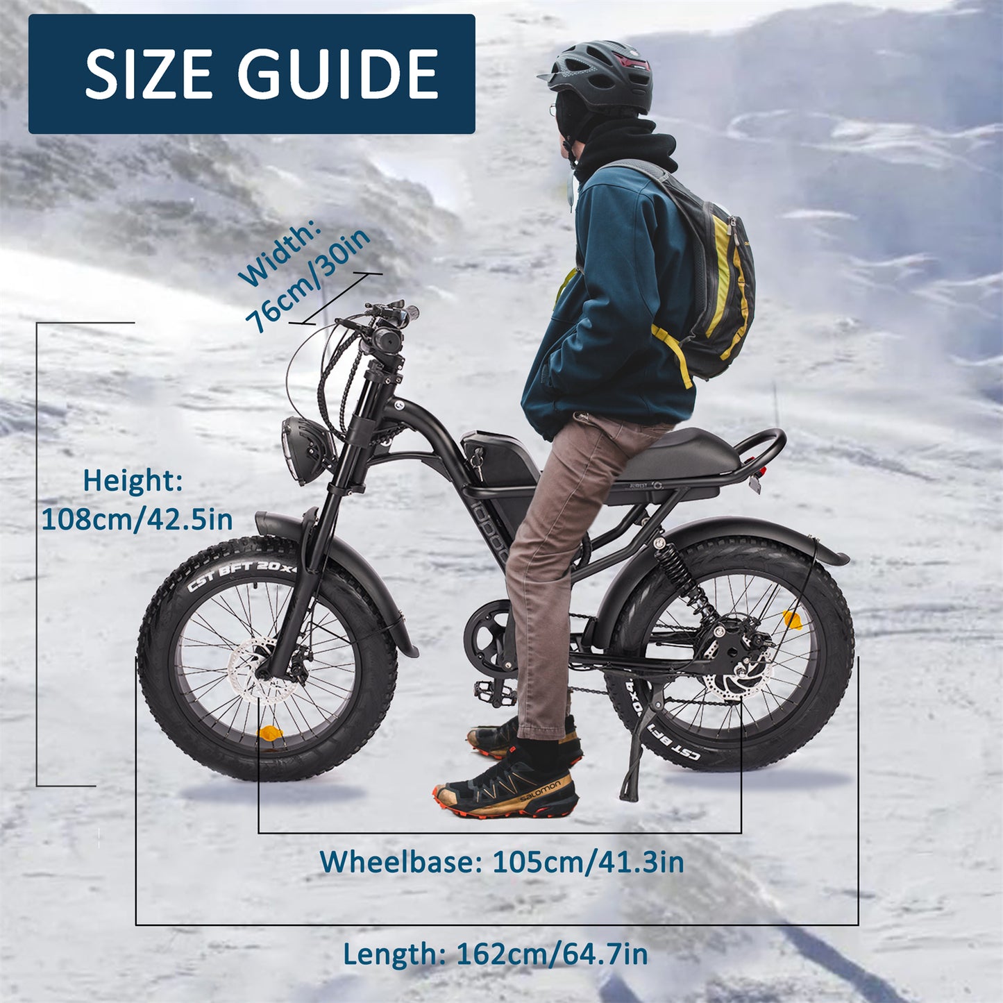 IDPOO IM-J1 20" Fat Tires Electric Bike 750W Brushless Motor 48V 15Ah Battery
