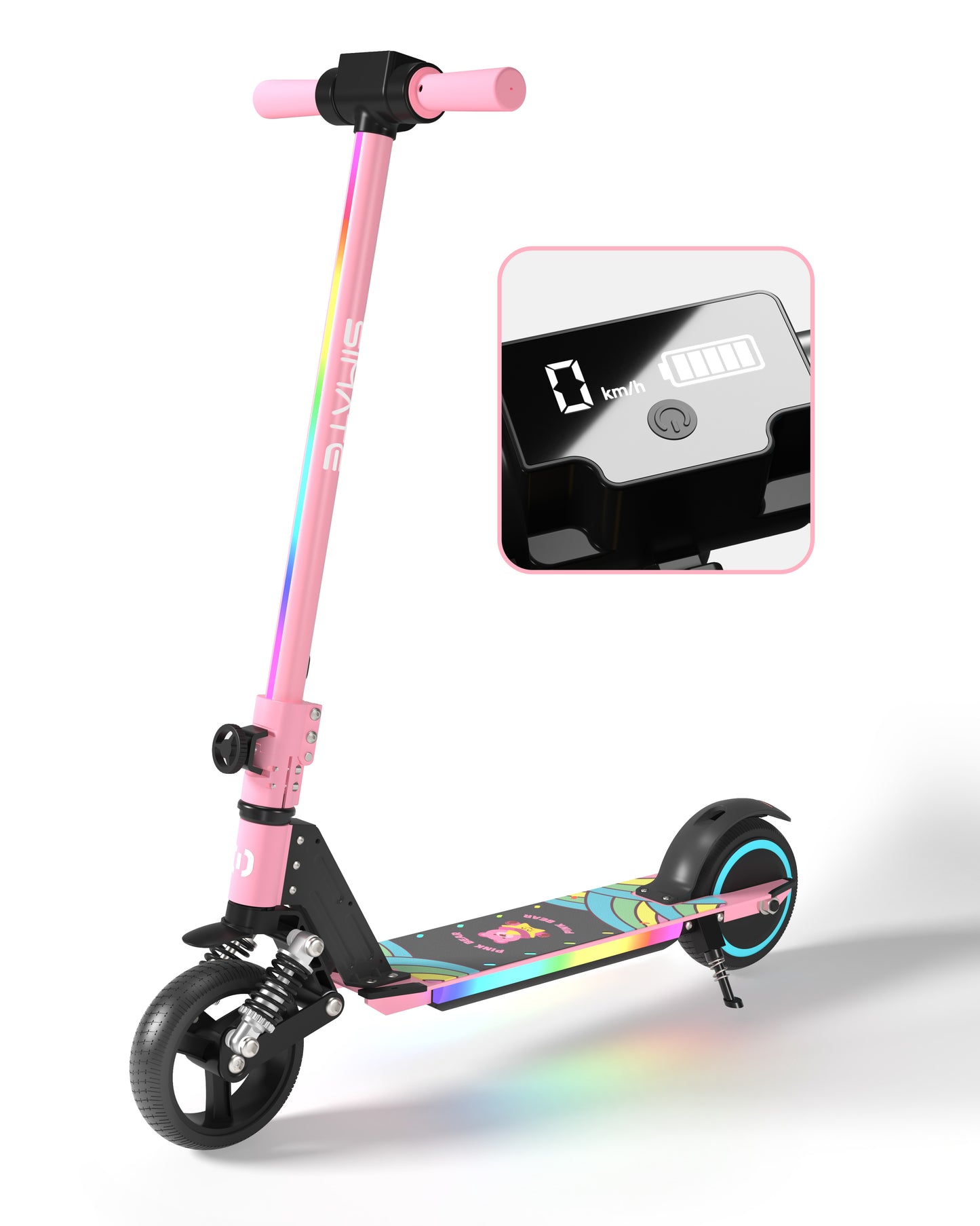 Simate S5 6.5" Kid's Foldable Colorful Body Lights Electric Scooter 130W Motor 24V 2.5Ah Battery (New)