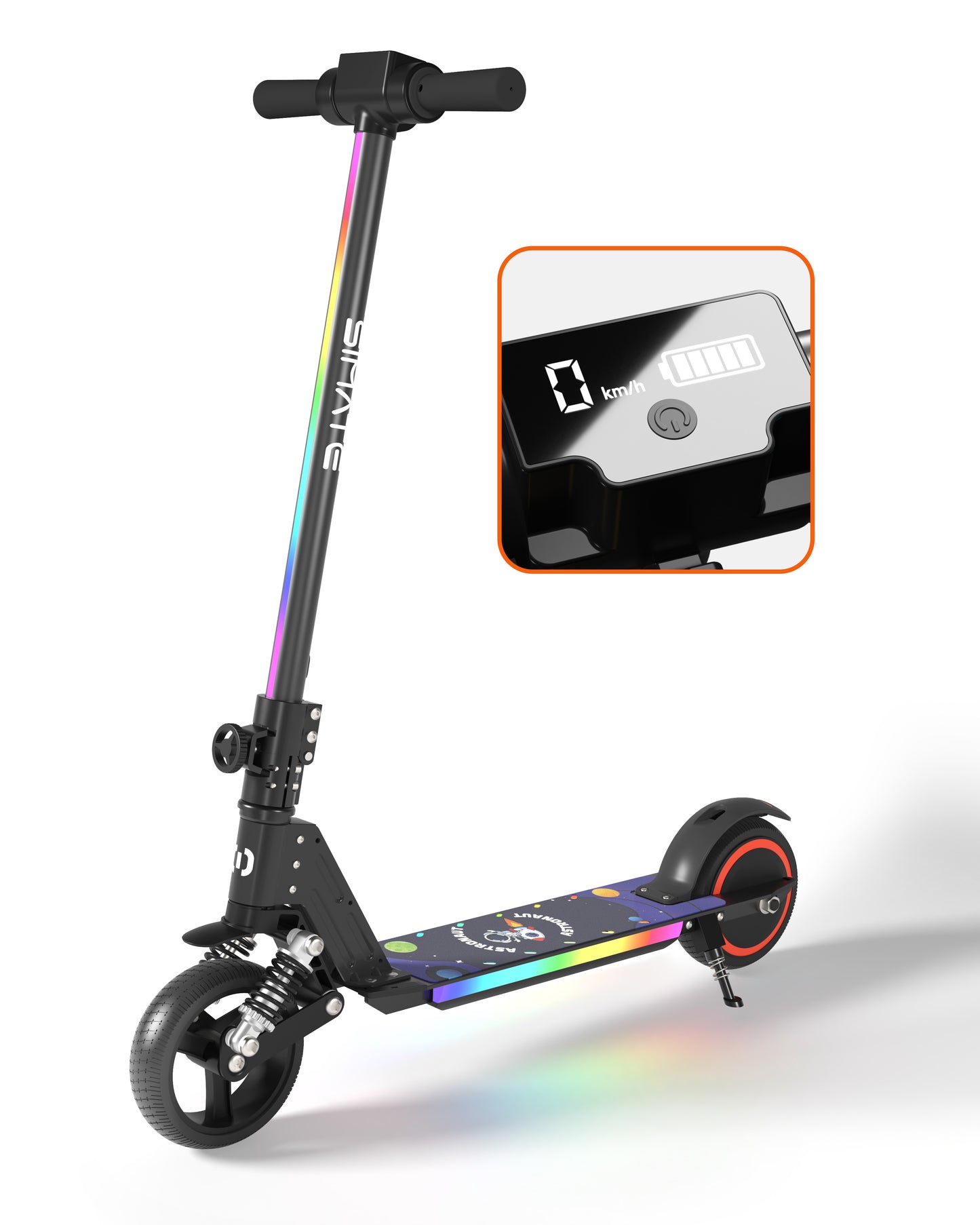 Simate S5 6.5" Kid's Foldable Colorful Body Lights Electric Scooter 130W Motor 24V 2.5Ah Battery (New)
