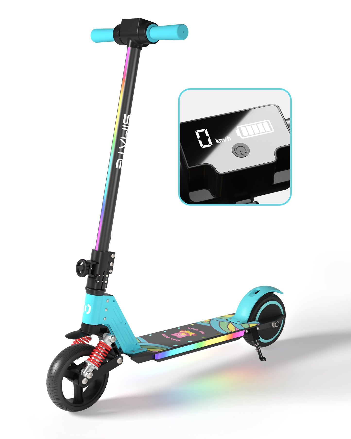 Simate S5 6.5" Kid's Foldable Colorful Body Lights Electric Scooter 130W Motor 24V 2.5Ah Battery (New)