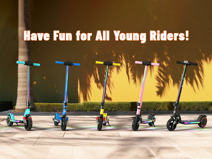 Simate S5 6.5" Kid's Foldable Colorful Body Lights Electric Scooter 130W Motor 24V 2.5Ah Battery (New)