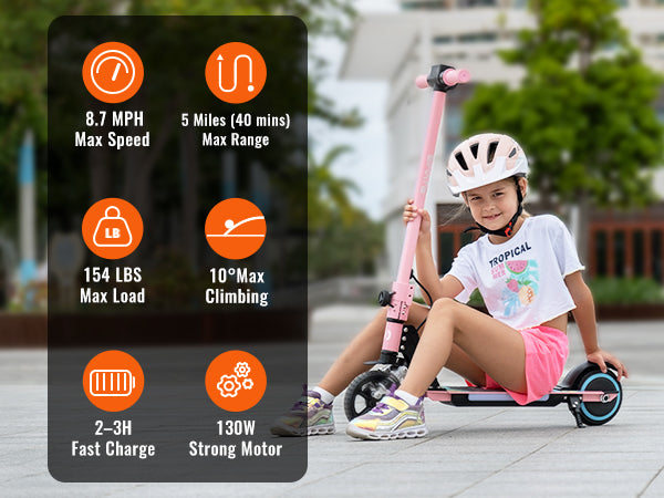 Simate S5 6.5" Kid's Foldable Colorful Body Lights Electric Scooter 130W Motor 24V 2.5Ah Battery (New)