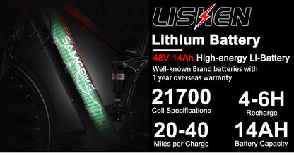 SAMEWAY XD26-II Hybrid Electric Mountain Bike 750W Motor 48V 14AH Battery